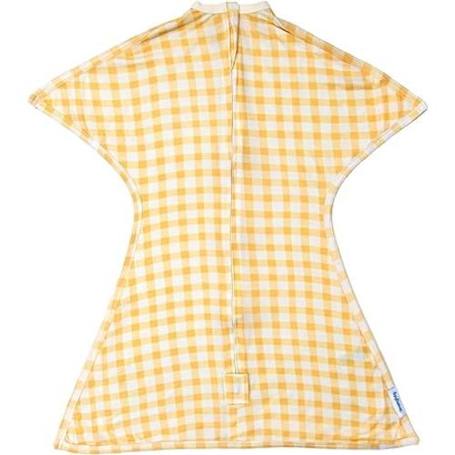SleepingBaby Bamboo Zipadee-Zip Transition Swaddle - EverSoft Starfish Design Breathable Wearable Blanket with Two-Way Zipper, Small (4-8 months), Yellow Gingham Check