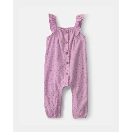 Baby Girl Cherry Flutter Sleeve Jumpsuit - Pink | Carter's