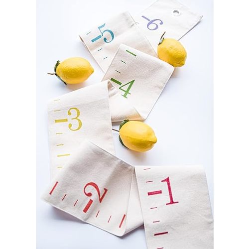 White Loft Rainbow Canvas Family Height Chart Ruler - Children's Growth Tracker for Nursery Wall - Kids Room Decor Keepsake