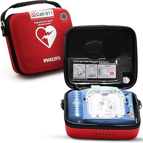 HeartStart Philips OnSite AED Defibrillator with Portable Emergency Medical Kit, CPR Guidance and Voice Prompts, with Slim Carry Case, M5066A-C02