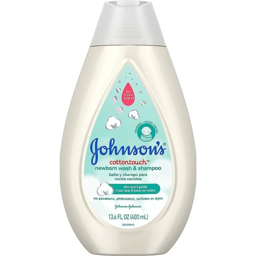 Johnson's Baby CottonTouch Newborn Body Wash & Shampoo, Gentle & Tear-Free, Made with Real Cotton, Gently Washes Away Dirt & Germs, Sulfate- & Paraben-Free for Sensitive Skin, 13.6 Fl Oz