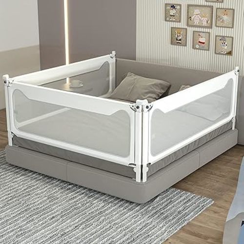 melafa365 Bed Rails for Toddlers(3 Pack), Upgrade Baby Bed Rail Guard Height Adjustable Specially Designed for King Size Bed(2sides78.7”+1side74.8)