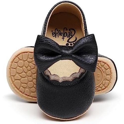 HONGTEYA Infant Baby Girls Mary Jane Flats Non Slip for Toddler First Walkers Soft Sole PU Leather Crib Shoes Sneaker Wedding Party Christmas Princess Dress Shoes Baby Moccasins Girls