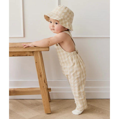 Organic Cotton Kingston Overall - Gingham Pale Khaki – Jamie Kay USA