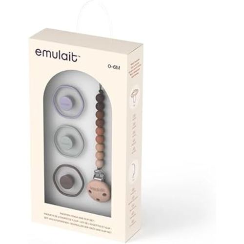 Emulait Baby Pacifier Set 0-6 Months – 3-Pack Infant Pacifiers with Clip, Soft Silicone Binky for Newborns and Babies, Orthodontic Design for Comfort, Shower Gift, Boys and Girls