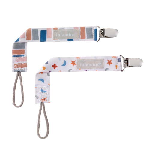 Infantino Pacigrip Universal Pacifier Clips for Infant & Toddler, Luna Love, 2-Pack