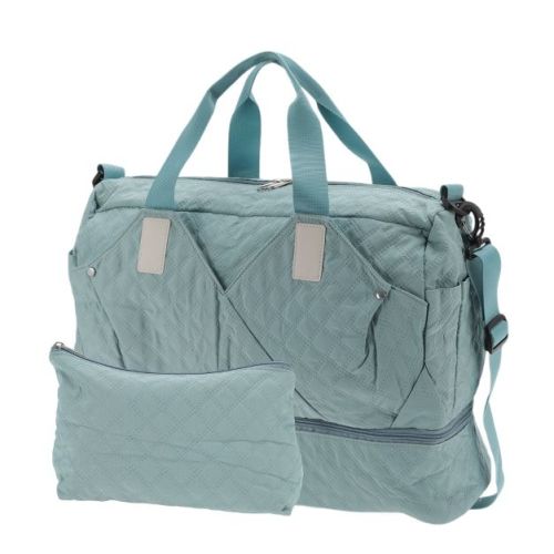 Unique Bargains Duffle Bag with Shoe Compartment Apricot Blue 2 Pcs