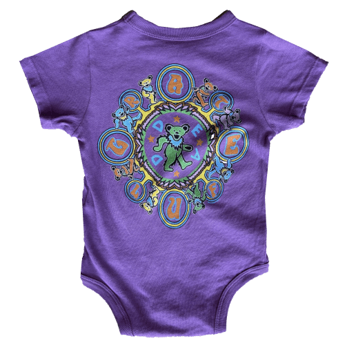 Grateful Dead Kaleidoscope Bears Onesie - Plum