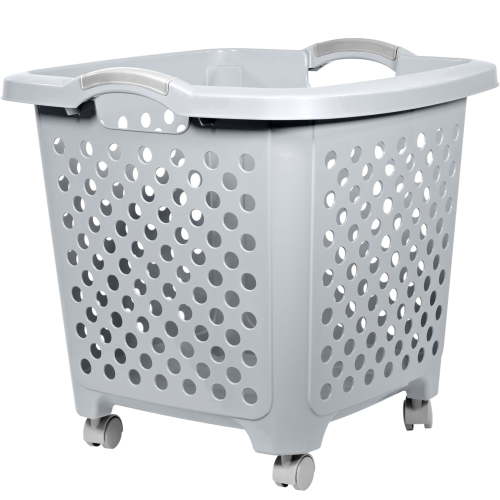 Home Logic 1.75 Bushel Rolling Laundry Basket with Wheels, Gray, Set of 4