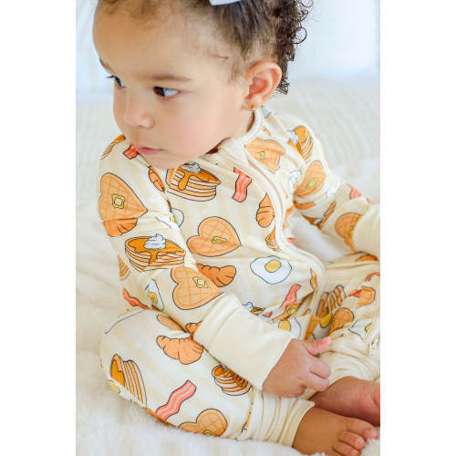 Bamboo Convertible Zipper Romper in Love You A Brunch | Caden Lane