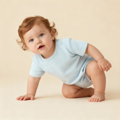Organic Short Romper - Light Blue