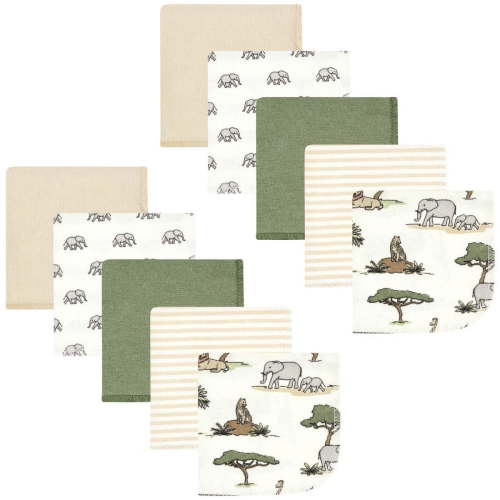 Hudson Baby Flannel Washcloths, Going On Safari 10Pk, One Size