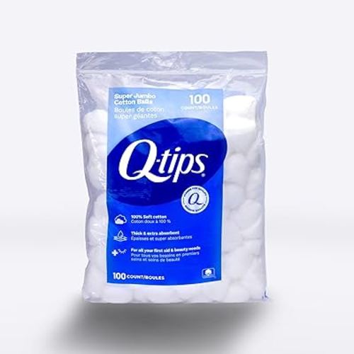Q-tips Super Jumbo Cotton Balls for Beauty, First Aid and Baby Care, 100% Thick Cotton, 100 Count