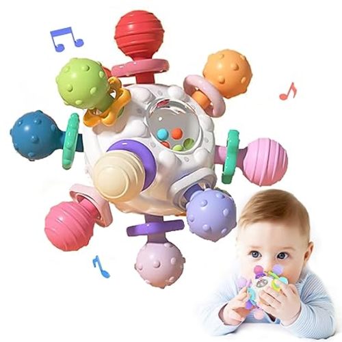 Baby Sensory Teething Toys for Babies 0-6 Months, Montessori Toys Baby Teether, Developmental Infant Toys Gifts for Boys Girls 0 3 6 9 12 Months 1 One Year Old, Newborn Essentials Must Haves