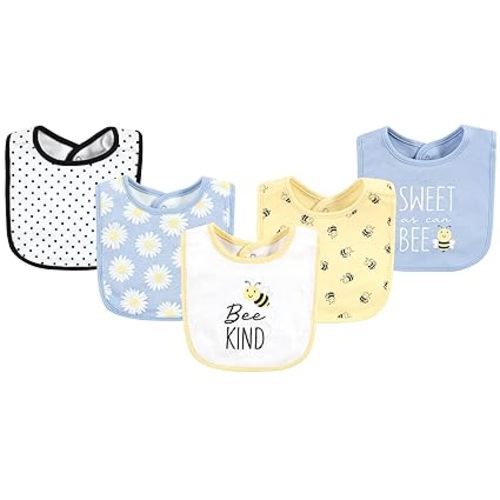 Hudson Baby Unisex Baby Cotton Bibs, Bee Kind, One Size