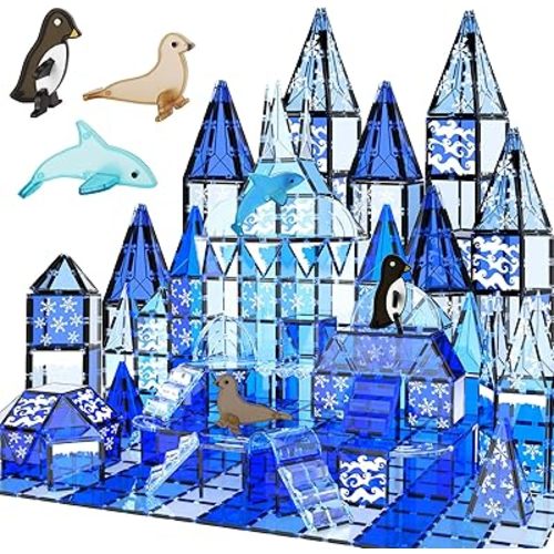 TOY Life Magnetic Tiles for Kids Ages 4-8, Magnetic Toys for Toddlers 3+, Magnet Tile Building Toy for Kids Ages 3-5, Magnet Building Tiles, Toddlers Preschool