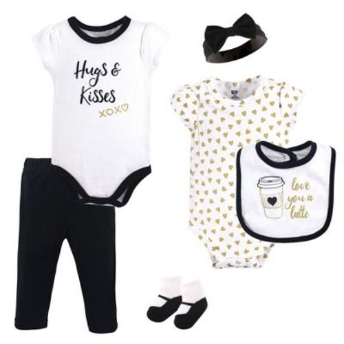 Hudson Baby Infant Girls Cotton Layette Set, Latte, 0-3 Months