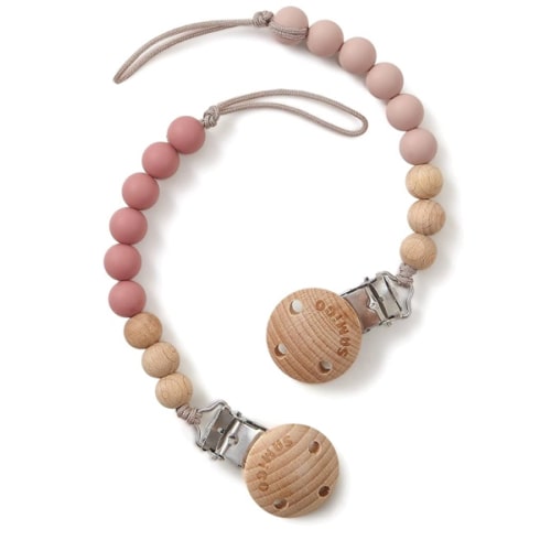 SAMiGO Pacifier Clips for Baby Girls Pacifier Holders Silicone Paci Binky Clips - 2 Pack