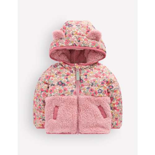 Mixed Borg Jacket - Blue Hopscotch Floral | Boden USA