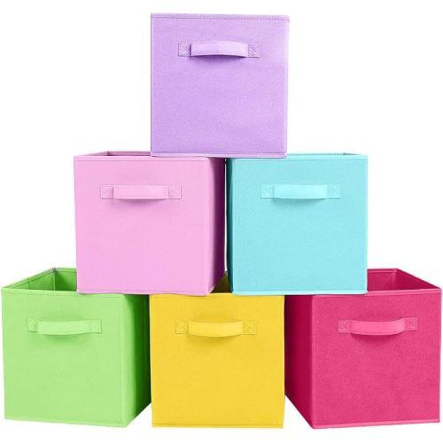 ShellKingdom Storage Bins, Foldable Fabric Storage Cubes And Cloth Storage | Storage Organizer For Closet And Toys, 10.5x10.5x11 INCH, 6 Pack (6 Colors)