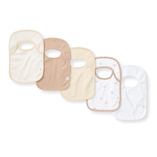 Burts Bees Baby Unisex Baby Bibs, Lap-Shoulder Drool Cloths, 100% Organic Cotton with Absorbent Terry Towel Backing Bibs | A newborn essential must have for baby registry featuring lap-shoulder burp cloth for teething babies