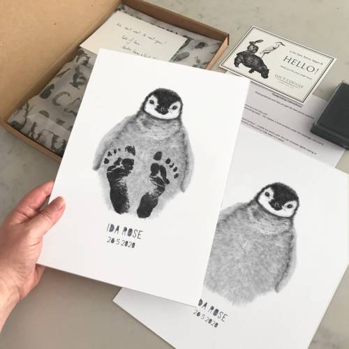 Personalised Baby Penguin Footprint Kit Baby Shower Keepsake - Etsy