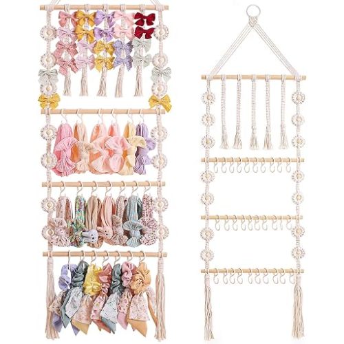 Bow Organizer for Girls, Claw Clip Organizer, Bow Hanger for Girls, Baby Girl Nursery Decor, Toddler Hair Accessory Organizer，Hanging Organizer