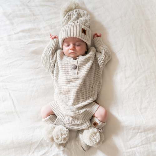 Chunky Knit Romper in Oat