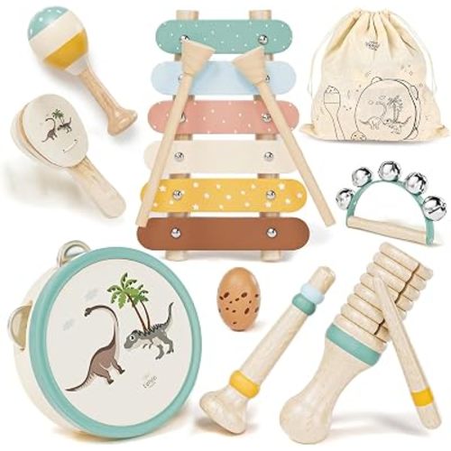 Lehoo Castle Musical Instruments Set, Wooden Montessori Toys for 18M+
