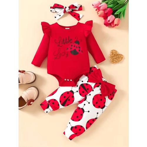 3pcs newborn baby girl outfit long sleeve bodysuit letter - Temu
