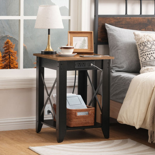 Laurel Foundry Modern Farmhouse® Alonso 23.6'' Tall End Table with Charging Station & Reviews | Wayfair