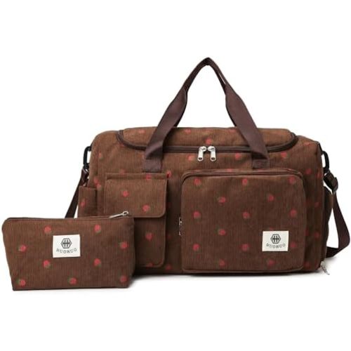 Eslcorri Small Duffel Bag with Shoe & Wet Pocket for Travel & Dance, Brown