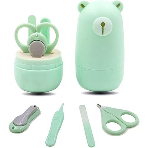 Baby Nail Kit - Baby Nail Care Kit with Mini Nail Scissor,Nail Clipper,Baby Tweezer and Nail File,Safe Baby Nail Manicure Baby Grooming Set for Infant & Newborn,Set of 4(Mint Green