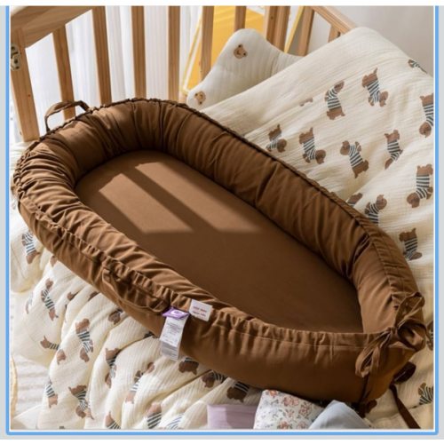 CooCooBaby Infant Lounger, Baby Nest Cover for Baby Girls & Boys, Newborn Essentials for Baby 0-18 Months, 100% Cotton Breathable (Golden_Brown)