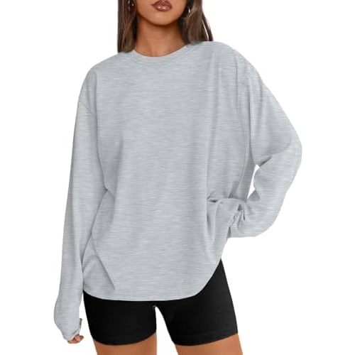 Trendy Queen Womens Oversized Long Sleeve Shirts Fall Tops 2026 Basic Tees