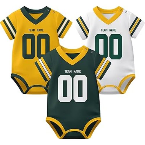 KREDE Baby Clothes Unisex Bodysuit Jersey Style Custom Name Number for Baby Boys