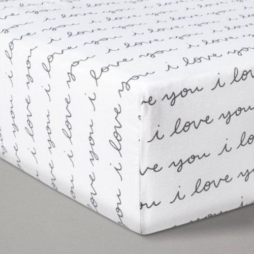 Fitted Crib Sheet I Love You - Cloud Island™ White/Black