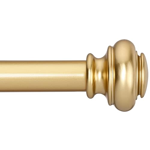 SIMEWIN Heavy Duty Curtain Rods for Windows 48 to 84 Inches, 1 Inch Gold Curtain Rod for Bedroom, Living Room, Patio, Kitchen, Adjustable Curtains Rods with Classic Finials, Gold Finishing