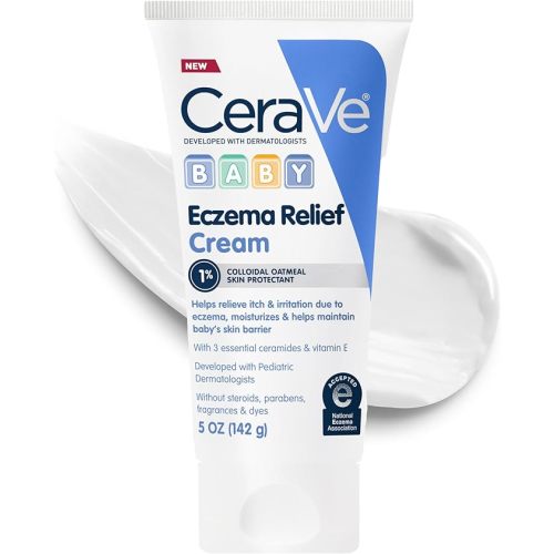 CeraVe Baby Eczema Relief Cream, 1% Colloidal Oatmeal Cream With Vitamin E & Ceramides, Soothes & Calms Itchy Skin, Developed With Pediatric Dermatologist, Fragrance Free, 5oz