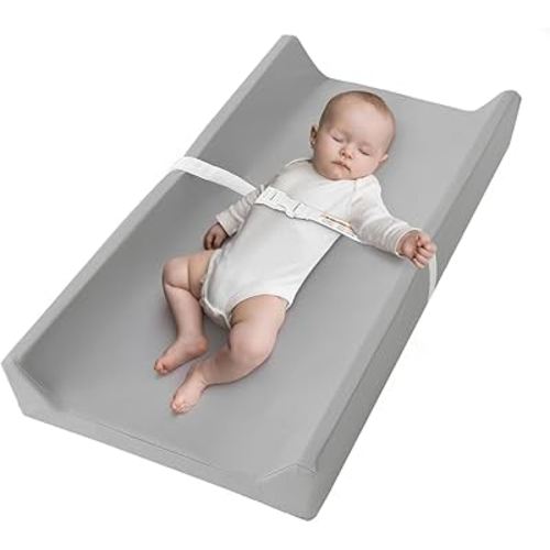 Baby Changing Pad,Leather Diaper Changing Pad with Waterproof & Wipeable PU Material,Safe & Portable Changing Pad for Dresser,Tavel,Table(Gray)