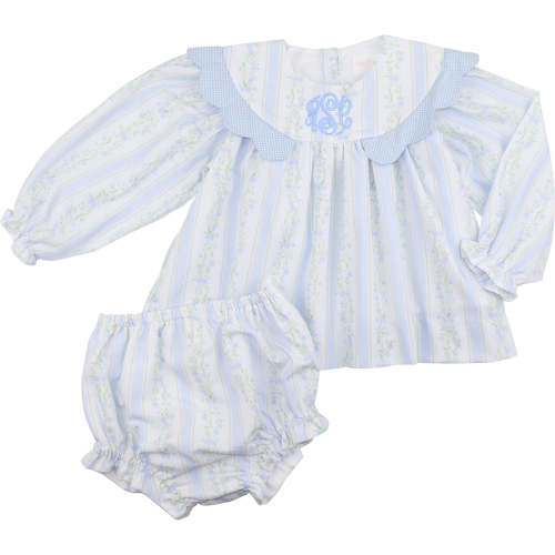 Blue Floral Ruffle Diaper Set for Girls | Cecil & Lou