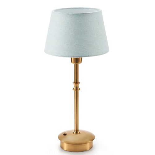 UMEXUS Cordless Lamp Rechargeable Table Lamps, 5000mAh Battery Operated Lights, 3 Level Brightness Dimmable, Portable Night Bedside Light for Patio, Restaurant, Dining, Fabric Shade, Antique Brass