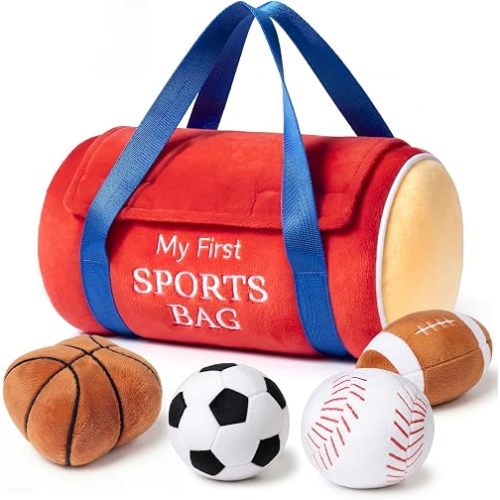 Baby Toys 0-3-6-12 Months, Baby Sensory Ball Toys with Rattle, Squeaker & Crinkle Infant Sports Plush Soft Toy for 1 Year Old Boys Newborn Gift for Babies Boys Girls 0-12 Months