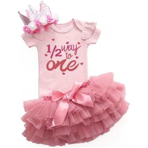 1/2 birthday girl Happy photoshoot half Birthday sweet girl way to one baby outfit