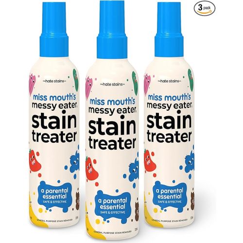Miss Mouth's Messy Eater Stain Treater Spray - 4oz 3 Pack Stain Remover - Newborn & Baby Essentials - No Dry Cleaning Food, Grease, Coffee Off Laundry, Underwear, Fabric - 3 pack