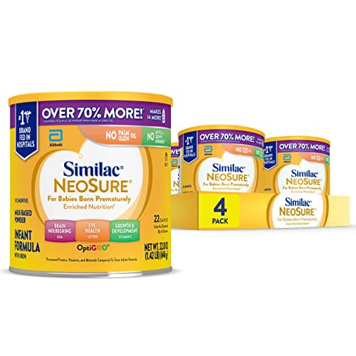 Similac NeoSure Premature Post-Discharge Baby Formula Powder | Infant Formula for Preemies Designed to Support Development & Excellent Growth, in 22.8 oz value-size can, 4 pack
