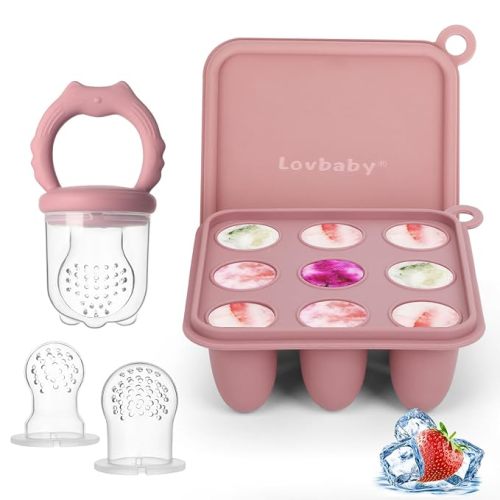 Baby Fruit Food Feeder Breastmilk Popsicle Molds, Silicone Food Freezer Tray for Cooling Teething Relief, Baby Food Feeder for Safe Infant Self Feeding, Includes 3 Extra Food Pacifier