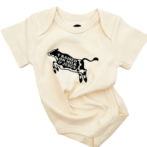 Raised on Milk & Jesus Cow Bodysuit - Size 3-6mo – OUR HOUSE ABOVE