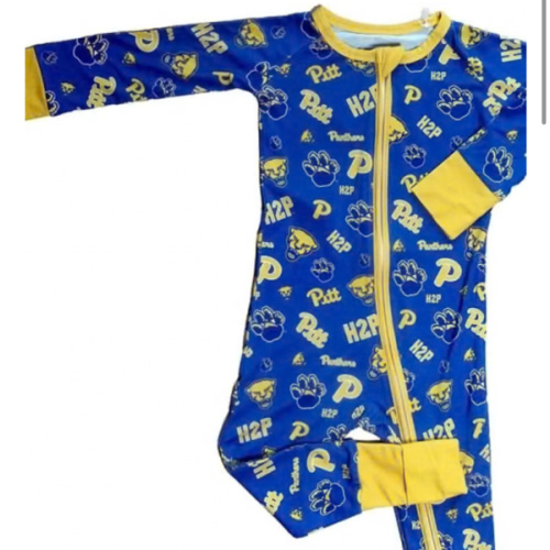 Baby BLUE Pitt Panthers Double Zipper Loungewear One Piece Pajamas - 41524738
