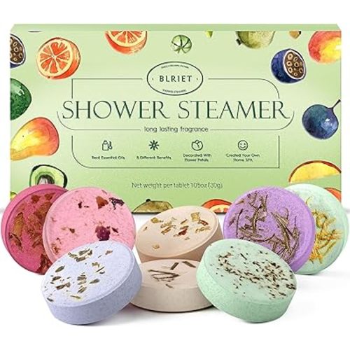 Shower Steamers Aromatherapy - 8 Pack Shower Bombs Fruit Scents with Essential Oils, Birthday Gifts for Girlfriend, Her, Men, Mom, Teens, Self Care Relaxation Home SPA Stress Relief